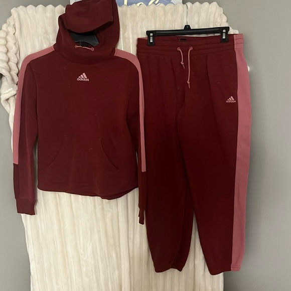 adidas Other - Maroon and pink Adidas hoodie and sweats